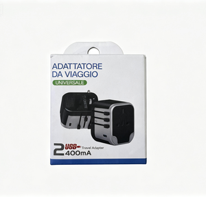 Adattatore da Viaggio Universale con 2 Porte USB (400mA)