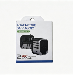 Adattatore da Viaggio Universale con 2 Porte USB (400mA)