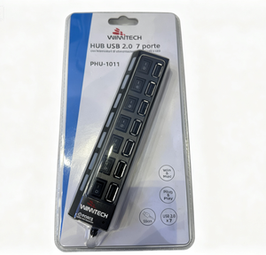 Hub USB 2.0 Wimitech PHU-1011 (7 Porte, con Interruttori Singoli)