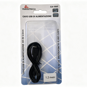 Cavo di Alimentazione USB a DC Wimitech CA-1065 (5V, 2.0mm, 1.2 Metri)