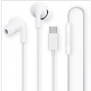 Auricolari Xiaomi Type-C Originali, audio stereo con microfono e controllo volume Bianco